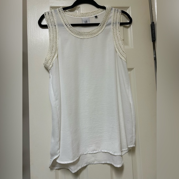 CAbi White Crochet Detail Tank Top - Picture 2 of 5